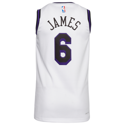

Nike Boys Lebron James Nike Lakers City Edition Swingman Player Jersey - Boys' Grade School White/Purple Size L