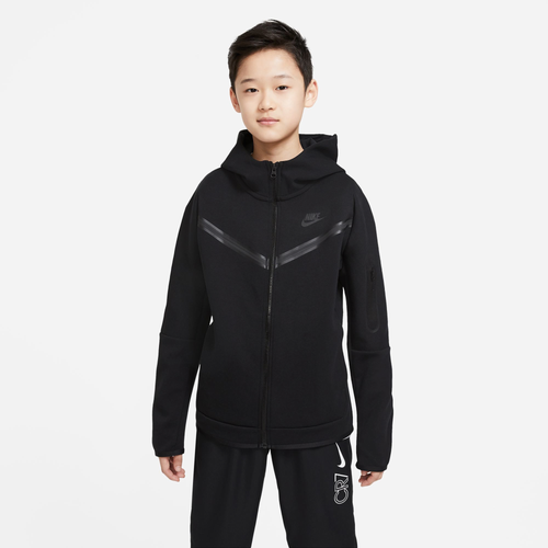 Shop Nike Boys  Nsw Tech Fleece Full-zip In Black/black