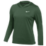 Nike Team Hyper Dry L/S Hoodie - Women's Dark Green/Heather/White