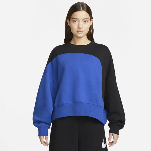 

Nike Womens Nike Clear Clash Fleece Crew - Womens Black/Blue Size S