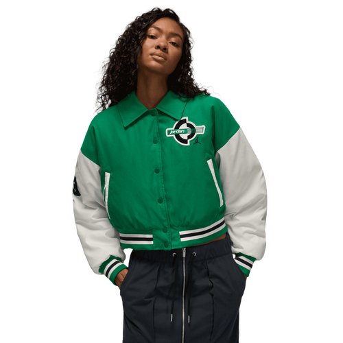 Jordan Womens  Brooklyn Varsity Filled Jacket In Green