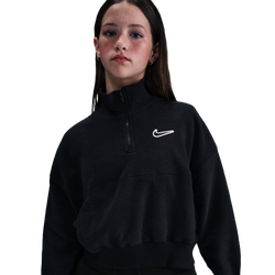 Girls' Grade School - Nike NSW Fleece Long Sleeve Quarter-Zip - White/Black