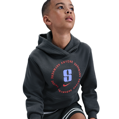 BOYS - Nike Club Fleece Hoodie - Anthracite/Purple Pulse Magic Ember