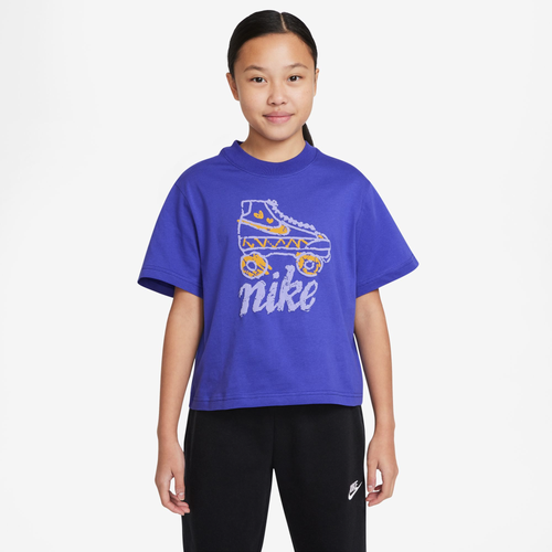 

Nike Girls Nike NSW Icon Clash Boxy T-Shirt - Girls' Grade School Purple Size L