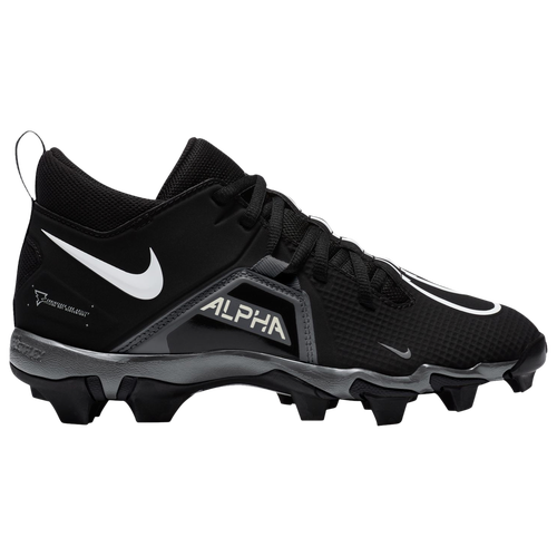 

Boys Nike Nike Alpha Menace 3 Shark Football Cleat - Boys' Grade School Football Shoe Black/White/Iron Gray Size 05.5