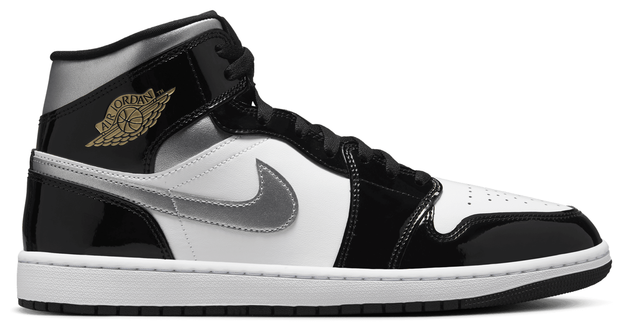 Online Nike Air Jordan 1 Mid Shoes Black and White Carbon Fiber