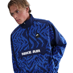 Men's - Nike Air All Over Print 1/2 Zip Jacket - Black/Game Royal/Blue Void