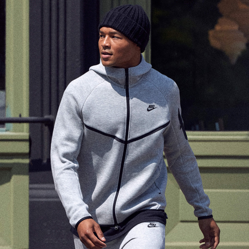 

Nike Mens Nike Tech Fleece Full-Zip Windrunner Hoodie - Mens Dark Grey Heather/Black Size S