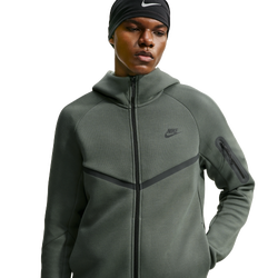 Men's - Nike Tech Fleece Full-Zip Windrunner Hoodie - Black/Camo Green