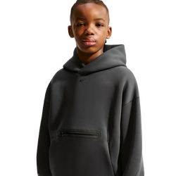 Boys' Grade School - Nike NSW Tech Fleece Oversized Pullover Hoodie - Anthracite/Black