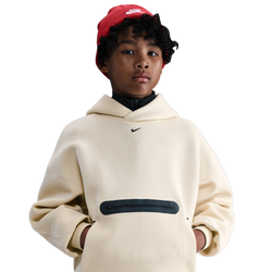 Boys' Grade School - Nike NSW Tech Fleece Oversized Pullover Hoodie - Black/Lt Khaki