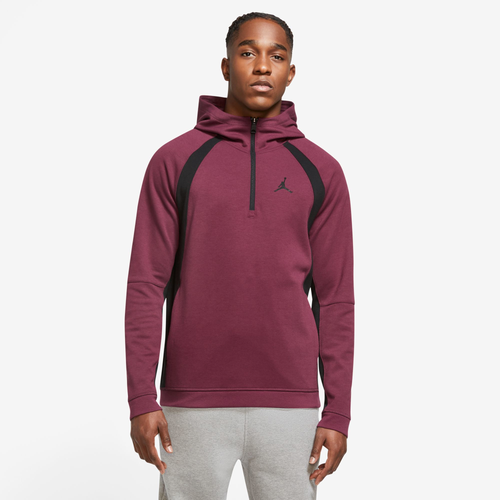 

Jordan Mens Jordan Statement Air Fleece PO Hoodie - Mens Cherrywood Red/Black Size L