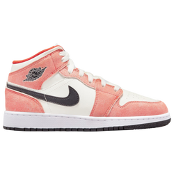 Boys' Grade School - Jordan AJ1 Mid SE - Orange/Black/White