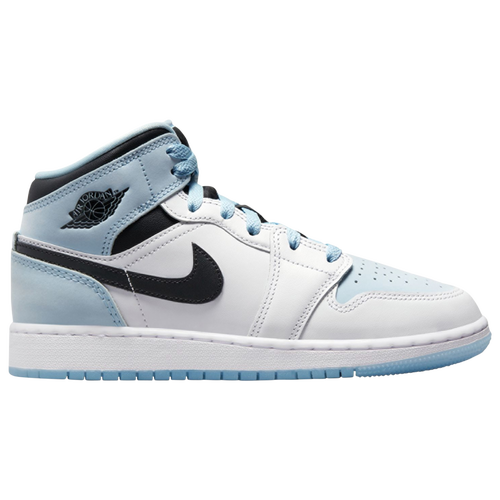 

Jordan Boys Jordan Air Jordan 1 Mid SE - Boys' Grade School Basketball Shoes Black/White/Ice Blue Size 5.5