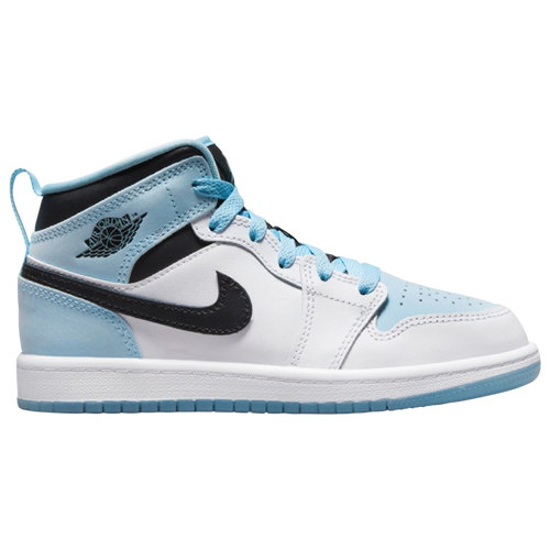

Jordan Boys Jordan Air Jordan 1 Mid SE - Boys' Preschool Basketball Shoes White/Ice Blue/Black Size 13.0