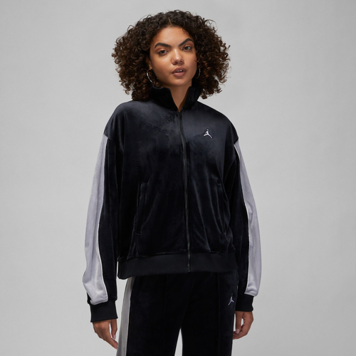 

Jordan Womens Jordan Flight Velour Full-Zip - Womens Black/Grey Size S