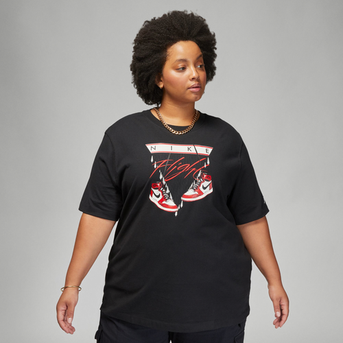 

Jordan Womens Jordan Plus Size Flight Shoe GFX Oversized T-Shirt - Womens Black/Red