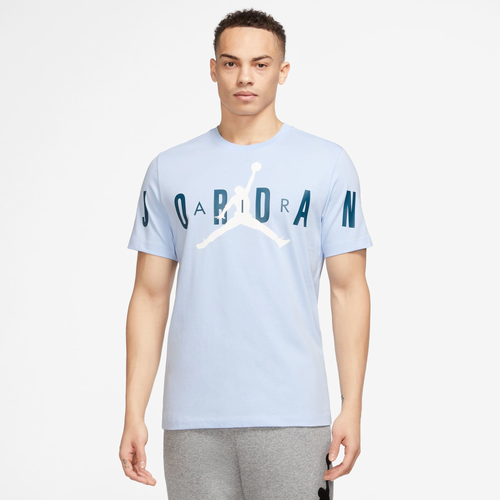 Shop Jordan Mens  Air Stretch Short Sleeve Crew In Royal Tint/sky Blue/white