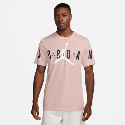 Shop Jordan Mens  Air Stretch Short Sleeve Crew In Pink/white/black
