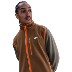 Men's - Nike Club Winterized Vest - Mosswood Brown/Campfire Orange/White