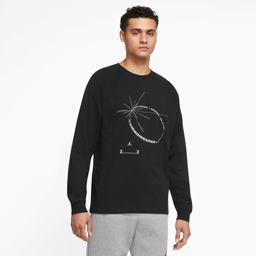 

Jordan Mens Jordan 23E Long Sleeve Crew - Mens Black/White Size M