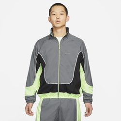 Men's - Nike Throwback Jacket - Smoke Grey/Black/Barely Volt