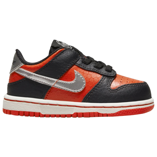 

Boys Nike Nike Dunk Low SE - Boys' Toddler Basketball Shoe Black/Silver/Red Size 04.0
