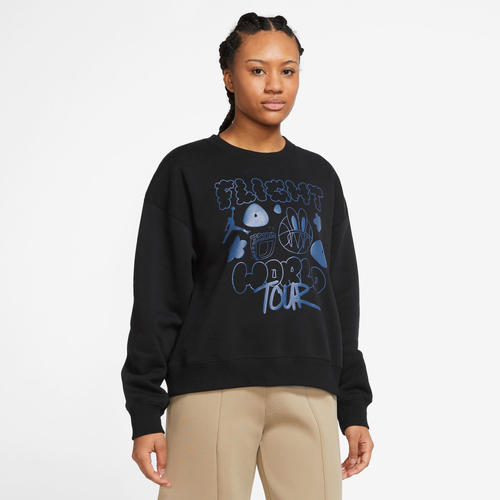 

Jordan Womens Jordan Brooklyn Fleece Crew - Womens Black/French Blue Size L