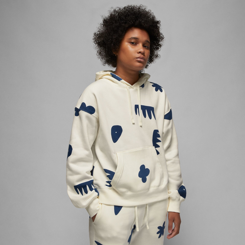 

Jordan Womens Jordan Brooklyn Fleece Pullover - Womens White/Blue Size XS