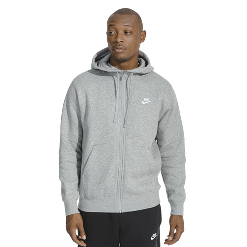 

Nike Mens Nike Club Full-Zip Hoodie - Mens Dark Grey Heather/White Size MT
