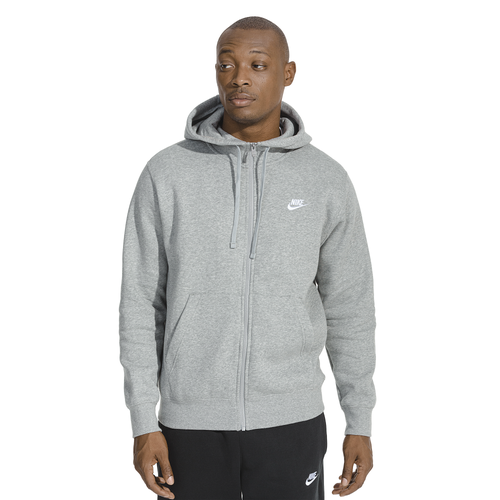 

Nike Mens Nike Club Full-Zip Hoodie - Mens White/Dark Grey Heather Size XS