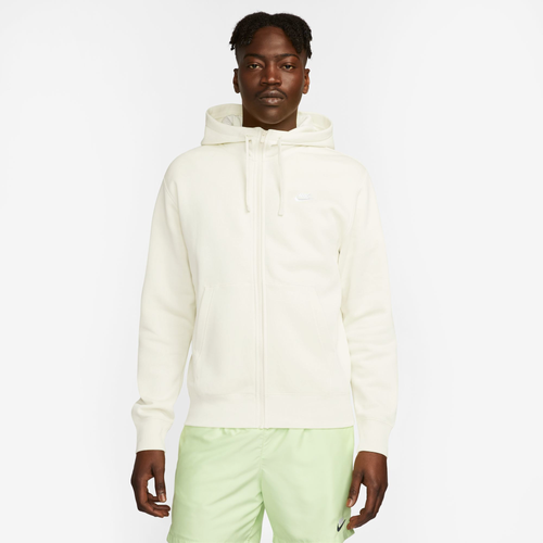 Nike Mens  Club Full-zip Hoodie In Beige/white