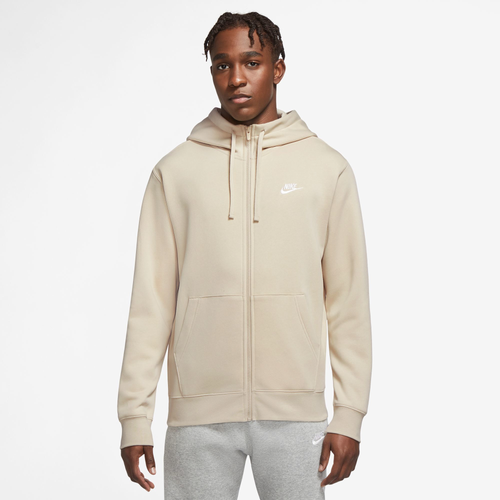 Shop Nike Mens  Club Full-zip Hoodie In Rattan/rattan/white