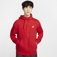 Men's - Nike Club Full-Zip Hoodie - University Red/White