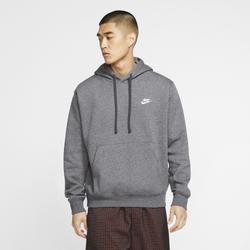 Men's - Nike Club Pullover Hoodie - Charcoal Heather/Anthracite/White
