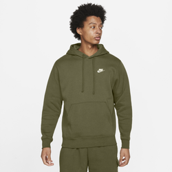 Men's - Nike Club Pullover Hoodie  - Olive/White