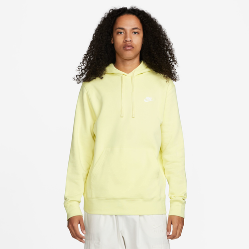 Nike Mens  Club Pullover Hoodie In Luminecent Green/white