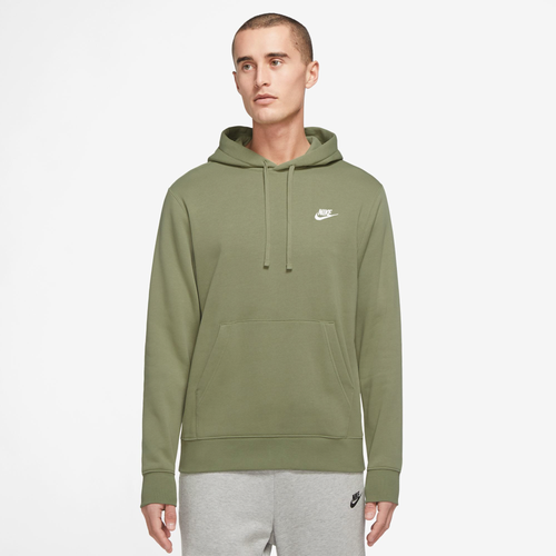 Nike Mens  Club Pullover Hoodie In Olive/white