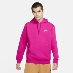 Men's - Nike Club Pullover Hoodie  - Fireberry/White
