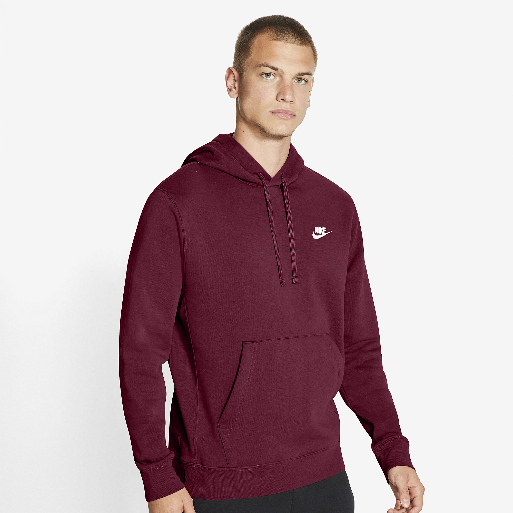 Nike Club Pullover Hoodie In Burgandy 