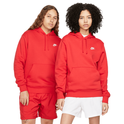 Men's - Nike Club Pullover Hoodie - University Red/White