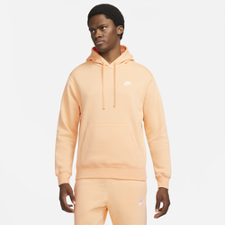 Men's - Nike Club Pullover Hoodie - Orange/White