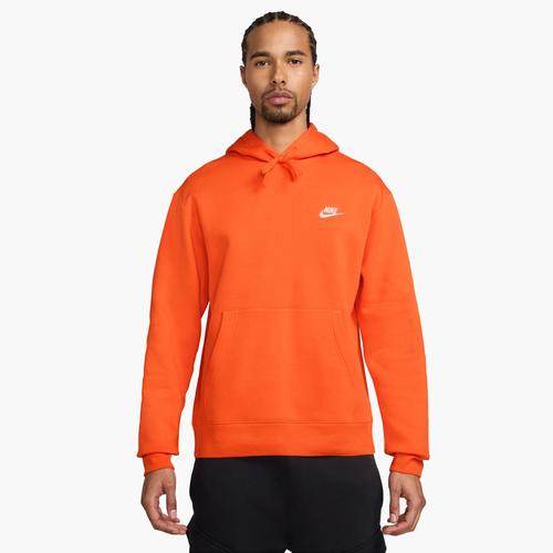 

Nike Mens Nike Club Pullover Hoodie - Mens Safety Orange/Safety Orange/White Size XS