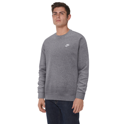 Men's - Nike Club Crew - Charcoal Heather/White