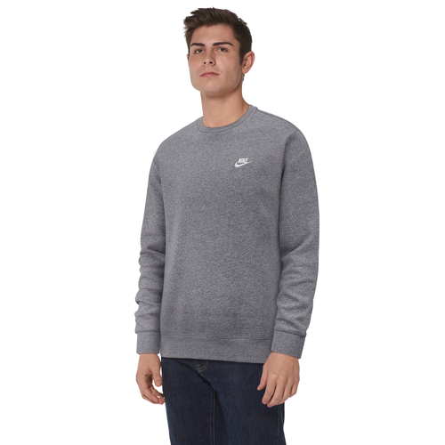 

Nike Mens Nike Club Crew - Mens Charcoal Heather/White Size L