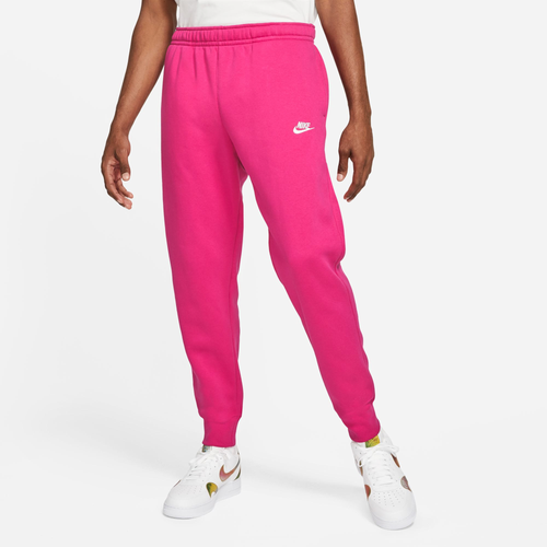 Shop Nike Mens  Club Basketball Fleece Joggers In Fireberry/white