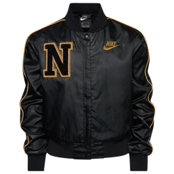 Girls' Grade School - Nike Glam Dunk Track Jacket - Black/Sail/Club Gold/Metallic Gold 
