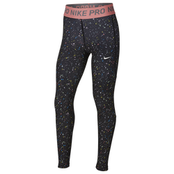 Girls' Grade School - Nike Pro Warm Starry Night Tights - Black/Black/Pink Gaze 