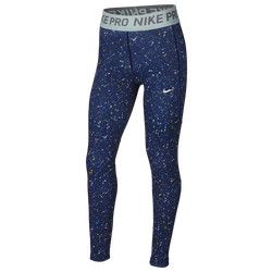 Girls' Grade School - Nike Pro Warm Starry Night Tights - Blue Void/Blue Void/Teal Tint 