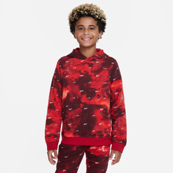 Boys' Grade School - Nike FT Club Fleece Pullover - Gym Red/Dark Beetroot